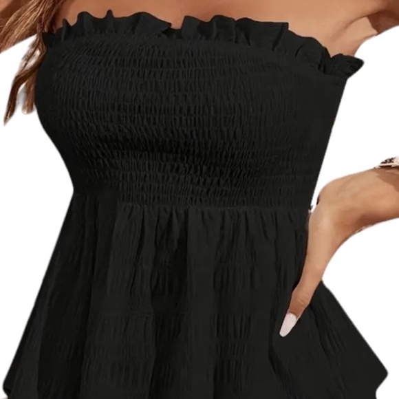 Black Strapless Ruffle Top - Picture 5 of 5